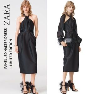 ZARA WOMAN TAFFETA HALTER DRESS LIMITED EDITION XS